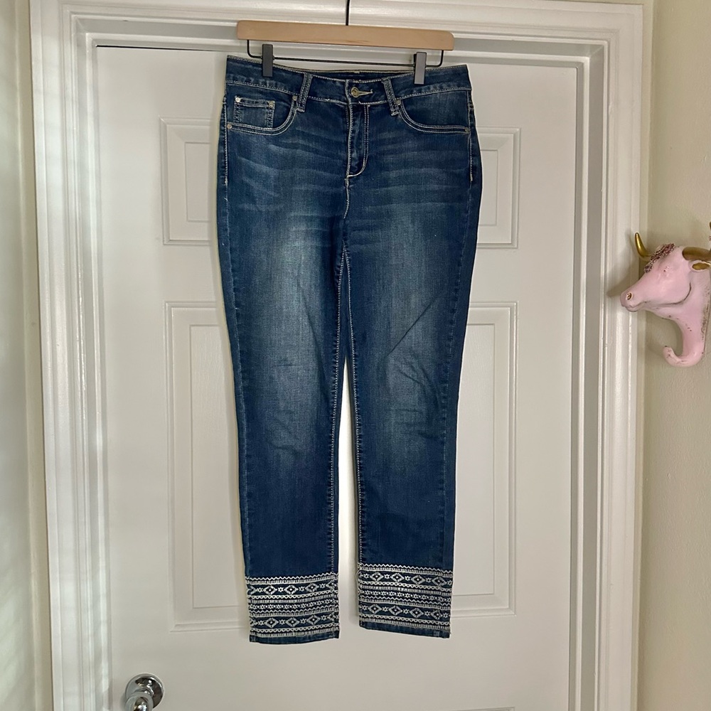 Earl Embroidered Trim Straight Leg Jeans
